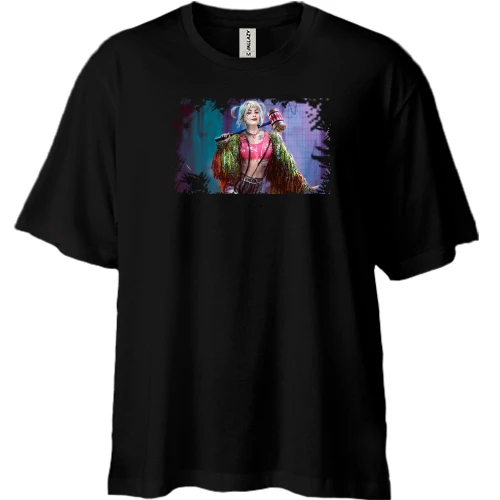 Футболка двунитка Oversize, Черный, Harley Quinn art