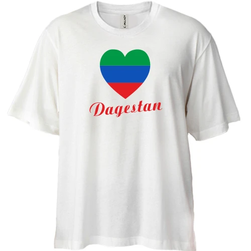 Футболка двонитка Oversize Dagestan Flag Heart