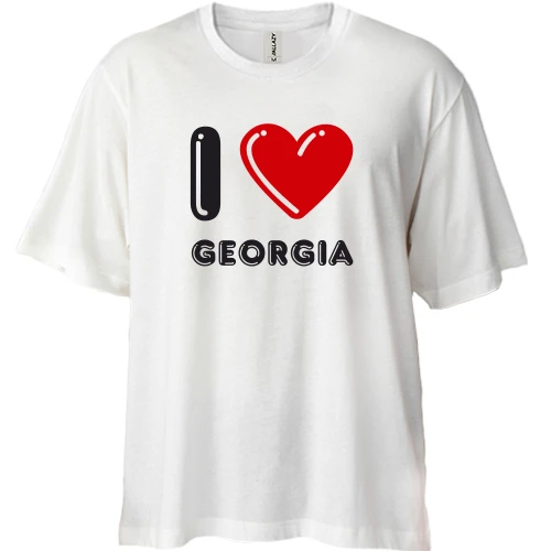 Футболка двунитка Oversize, Белый, I love Georgia