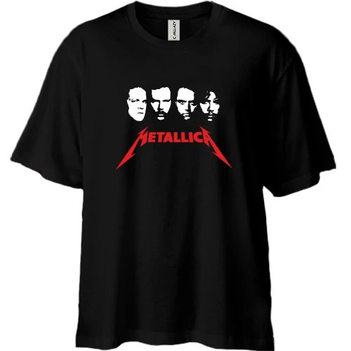 Футболка двунитка Oversize, Черный, Metallica (Лица)