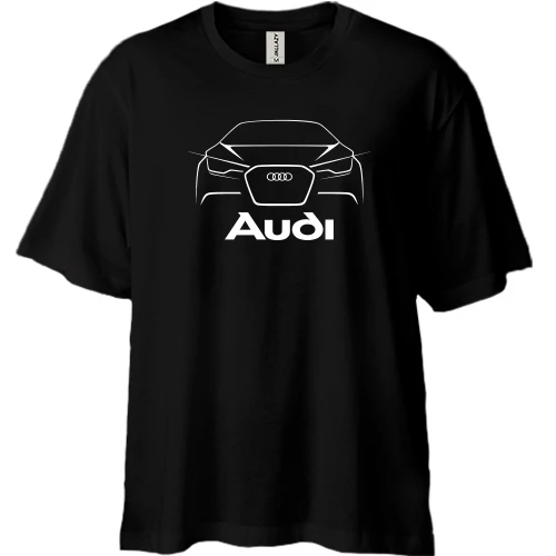 Футболка двунитка Oversize, Черный, Audi (силуэт)