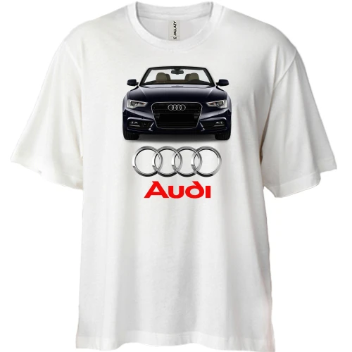 Футболка двонитка Oversize, Білий, Audi Cabrio