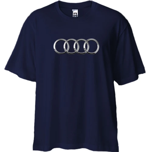 Футболка двунитка Oversize, Синий, Audi (кольца)