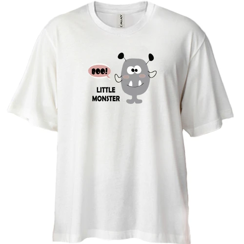 Футболка двонитка Oversize, Білий, Little gray monster. Boo!