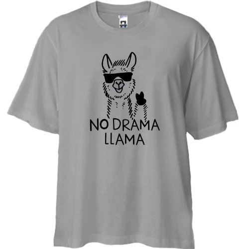 Футболка двунитка Oversize, Серый, no drama llama.