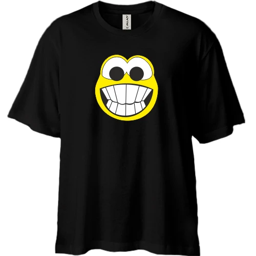 Футболка двонитка Oversize, Чорний, Crazy smile