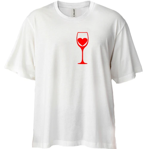 Футболка двонитка Oversize, Білий, My heart in wine.