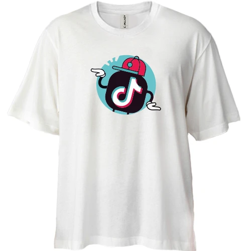 Футболка двунитка Oversize, Белый, Tiktok icon.
