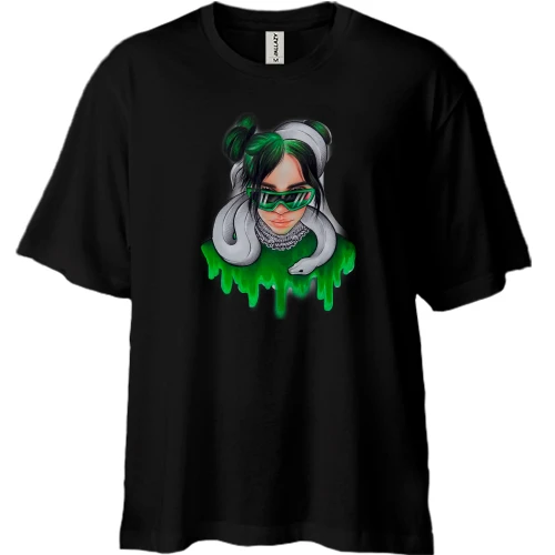 Футболка двунитка Oversize Billie Eilish with a white snake