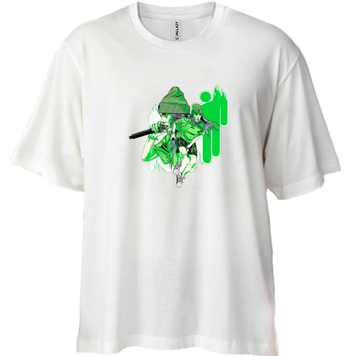 Футболка двунитка Oversize Billie Eilish green art