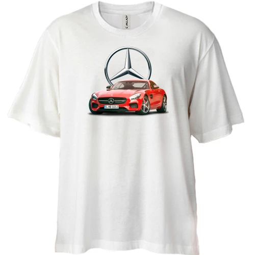 Футболка двунитка Oversize, Белый, Mercedes AMG GT