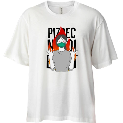 Футболка двонитка Oversize, Синій, PIZDEC