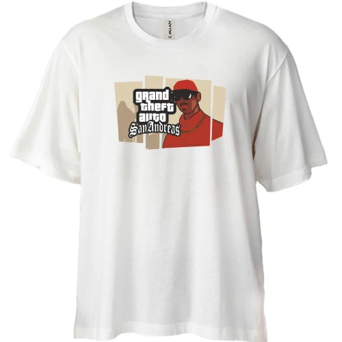 Футболка двунитка Oversize, Белый, Grand Theft Auto San Andreas
