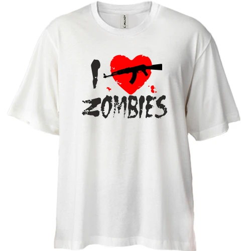 Футболка двонитка Oversize I love zombies