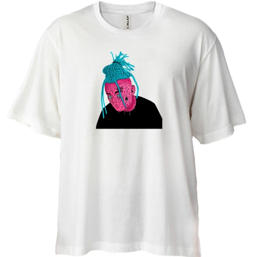 Футболка двонитка Oversize, Білий, Morgenstern fan artaMorgenstern with blue dreadlocks art