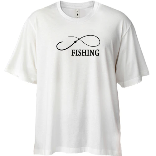 Футболка двонитка Oversize, Білий, Fishing infinity