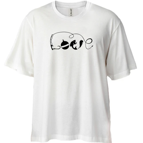 Футболка двонитка Oversize, Білий, Love fishing