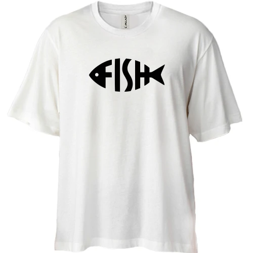 Футболка двонитка Oversize, Білий, Fish Word