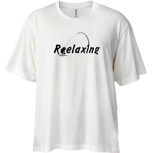 Футболка двонитка Oversize, Білий, Relaxing fishing