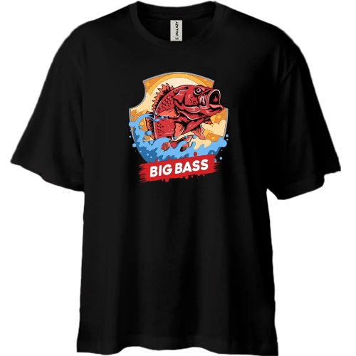 Футболка двонитка Oversize, Чорний, Big Bass