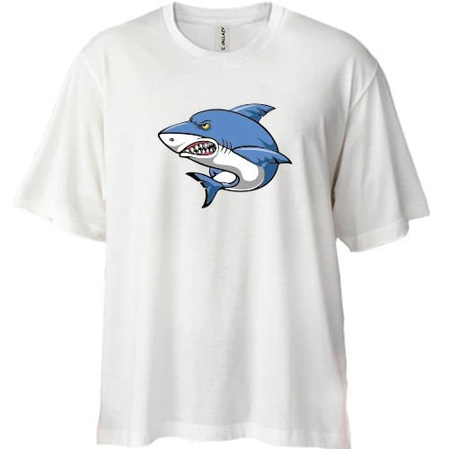 Футболка двунитка Oversize, Белый, Angry Shark