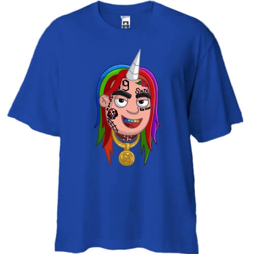 Футболка двонитка Oversize, Синій, Tekashi unicorn
