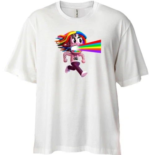 Футболка двунитка Oversize, Белый, Tekashi rainbow