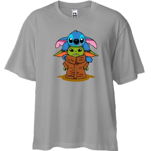 Футболка двонитка Oversize Stitch and Baby Yoda