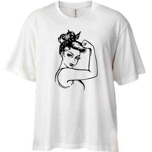 Футболка двунитка Oversize, Белый, Pop art Power girl
