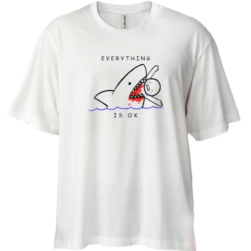 Футболка двонитка Oversize, Білий, Everything is ok