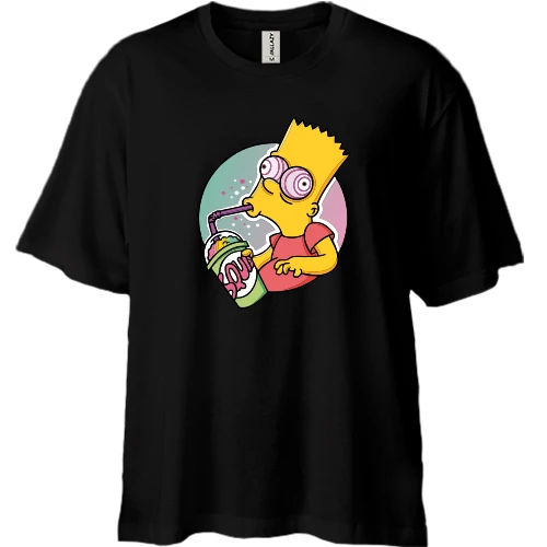 Футболка двунитка Oversize, Черный, Bart Drinks Soda Art