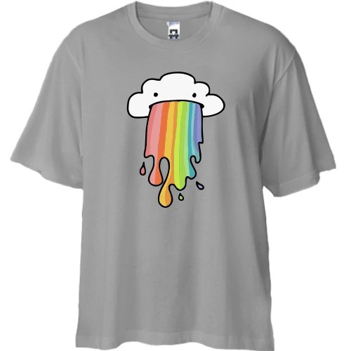 Футболка двунитка Oversize, Серый, Rainbow cloud