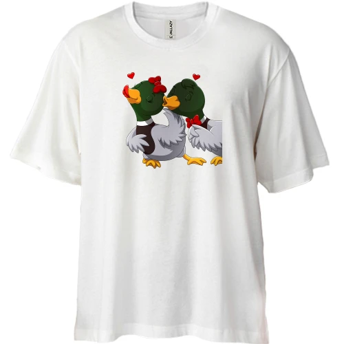 Футболка двонитка Oversize, Білий, Duck couple