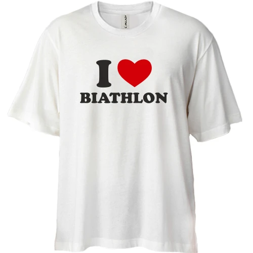 Футболка двунитка Oversize Я люблю Биатлон — I love Biathlon