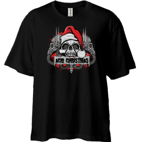 Футболка двунитка Oversize, Черный, Acid Christmas