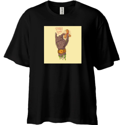 Футболка двунитка Oversize, Черный, Spinner zombie