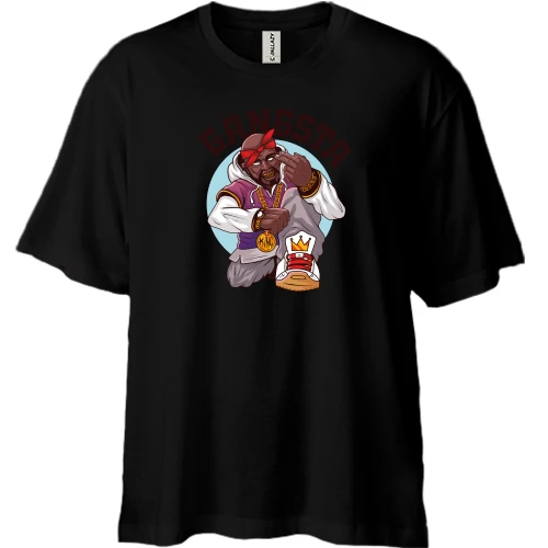 Футболка двунитка Oversize, Черный, GANGSTA
