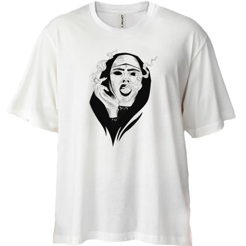 Футболка двонитка Oversize, Білий, nun smokes