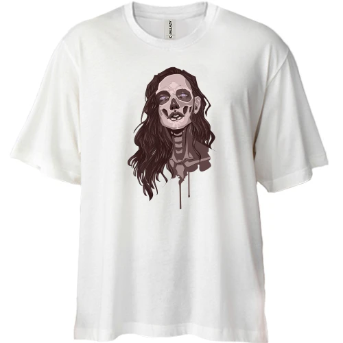Футболка двунитка Oversize, Белый, girl makeup skull
