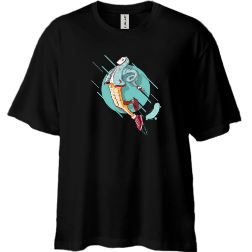Футболка двунитка Oversize, Черный, rubber man skateboard