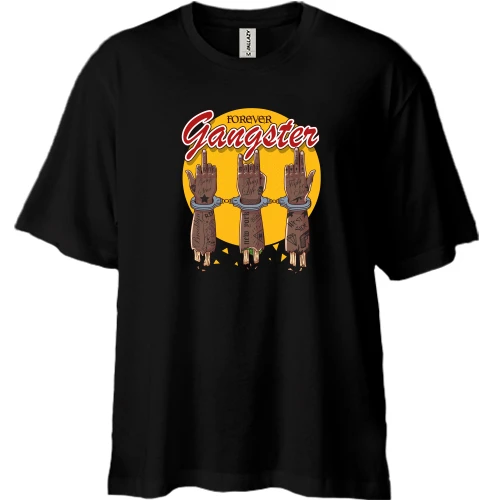 Футболка двунитка Oversize, Черный, Forever gangster