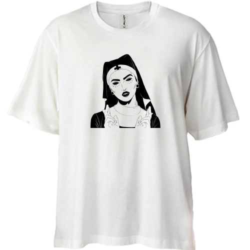 Футболка двунитка Oversize, Белый, Nun with black eyes