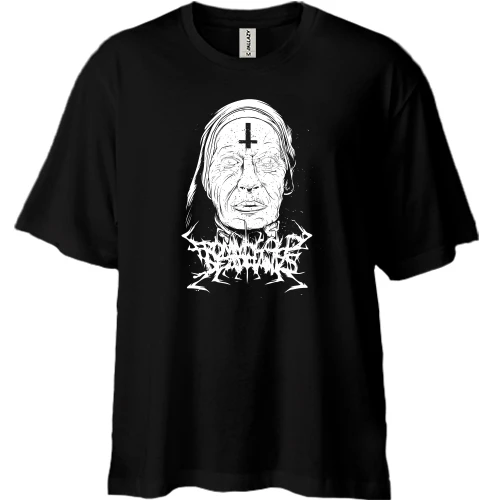 Футболка двунитка Oversize Nun with a cross on her forehead