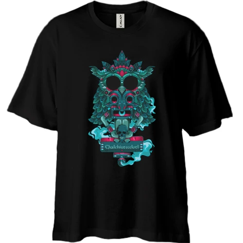 Футболка двонитка Oversize, Чорний, Chalchiuteeelotl