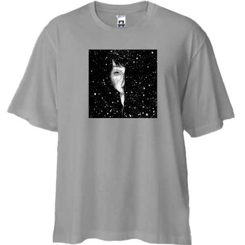 Футболка двунитка Oversize, Серый, Hair stars