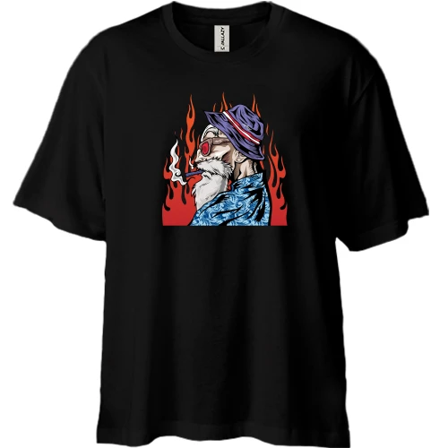 Футболка двунитка Oversize, Черный, Fire grandfather