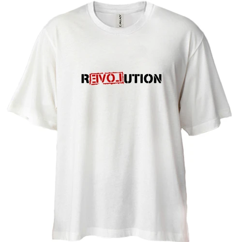 Футболка двунитка Oversize с надписью REVOLUTION LOVE (2)