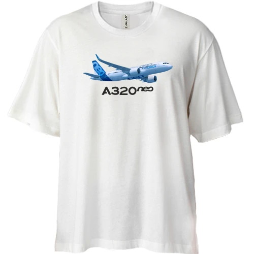 Футболка двонитка Oversize, Білий, Airbus A320 neo