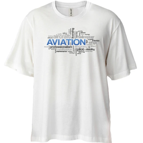 Футболка двунитка Oversize, Белый, Aviation words