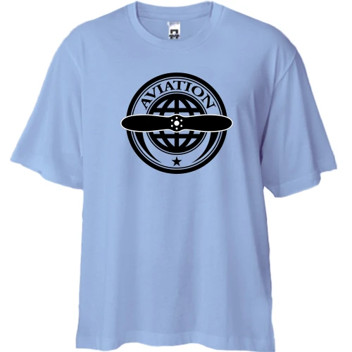Футболка двонитка Oversize, Синій, Aviation club